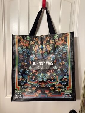 Johnny Was California Black Floral reusable shopping tote